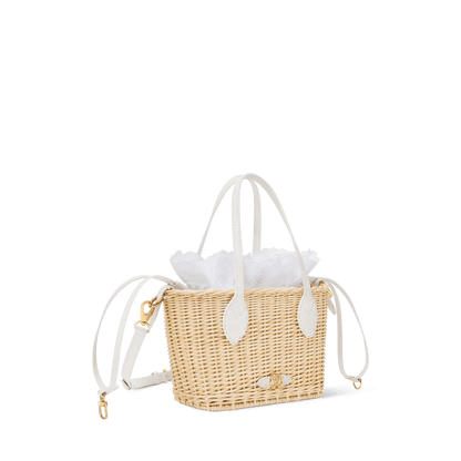 Women's Neverfull BB Off White Wicker Karung Leather Tote Bag