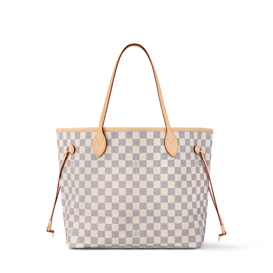 Neverfull MM Damier Azur Coated Canvas Rose Beige Gold-Toned Hardware
