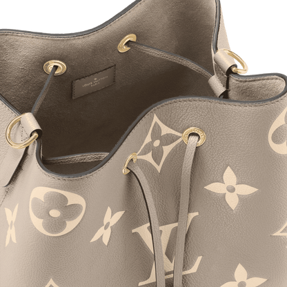 NéoNoé MM Bicolor Monogram Empreinte Leather Tourterelle Gray Gold-Toned Hardware