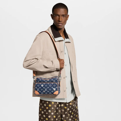 Men's Nil Crossbody Bag Monogram Flowers Denim