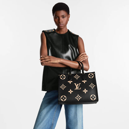 Women's OnTheGo MM Bicolor Monogram Empreinte Leather Tote Bag