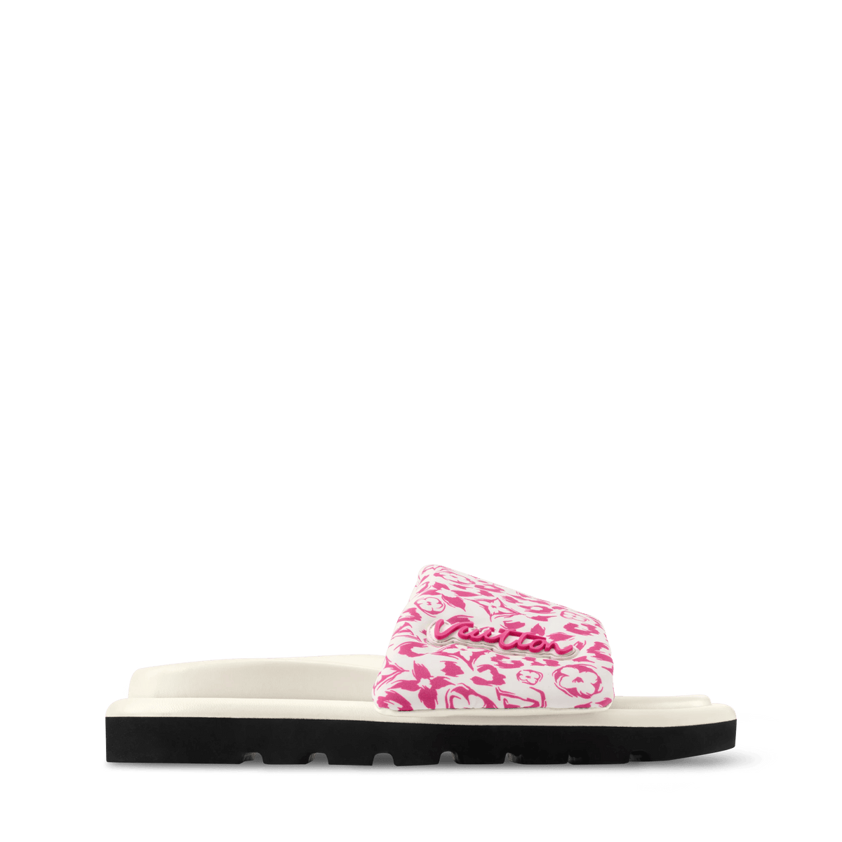 Women's Pool Pillow Flat Comfort Mule Pink Monogram Leopard Nylon 1AJN96