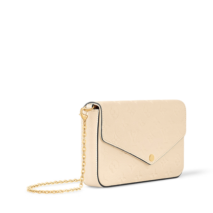 Pochette Félicie Monogram Empreinte Leather Crème Gold-Toned Hardware