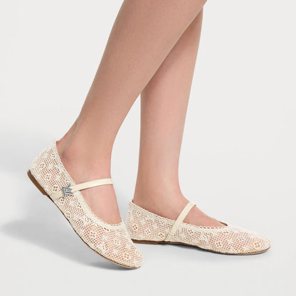 Women's Romy Flat Ballerina Monogram Embroidered Ballet Pump 1AK24A