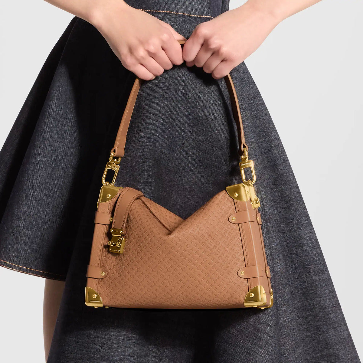 Women's Side Trunk MM Minigram Calfskin Shoulder Bag