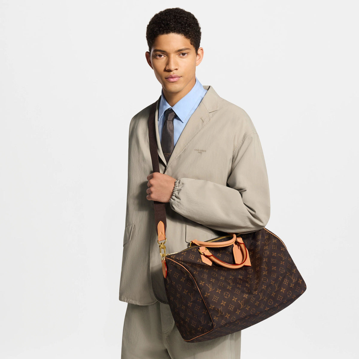 Speedy 40 Bandoulière Monogram Silk Tech Gold-Toned Hardware