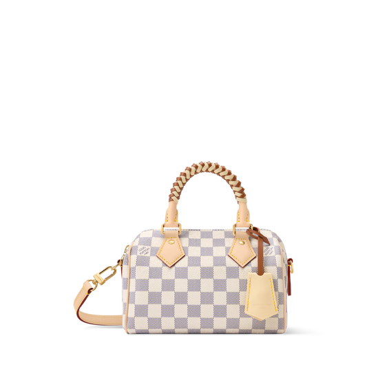 Speedy Bandoulière 20 Damier Azur Coated Canvas Banana Yellow Gold-Toned Hardware