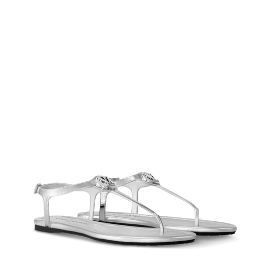 Women's Sunkiss Flat Sandal Silver Metallic Calf Leather 1AHNZ2