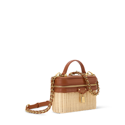 Vanity Chain Pouch Rattan Brown Gold-Toned Hardware