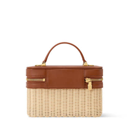 Vanity Chain Pouch Rattan Brown Gold-Toned Hardware