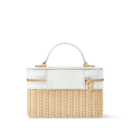 Vanity Chain Pouch Rattan Leather Snow Gold-Toned Hardware