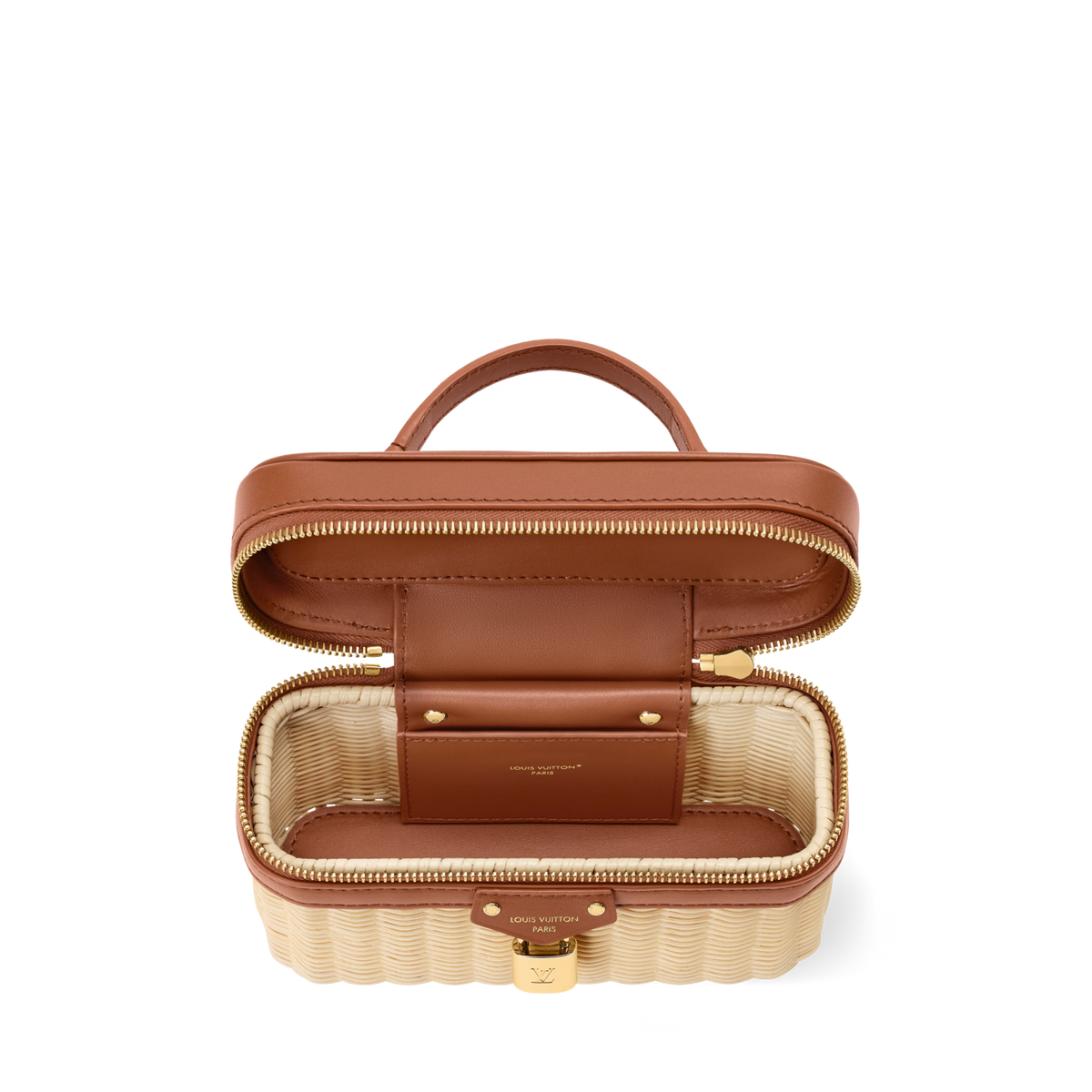 Vanity Chain Pouch Rattan Brown Gold-Toned Hardware