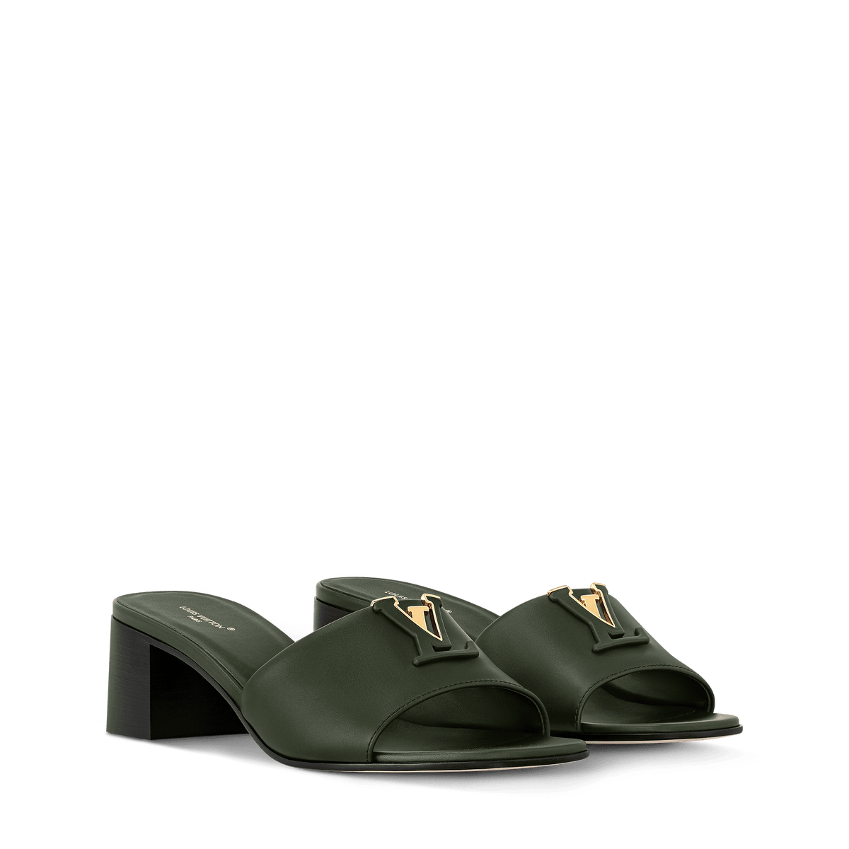 Women's LV Mare Mule Khaki Plain Calf Leather 1AHMWR