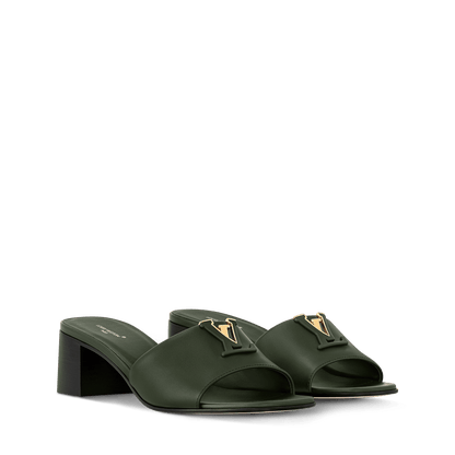 Women's LV Mare Mule Khaki Plain Calf Leather 1AHMWR