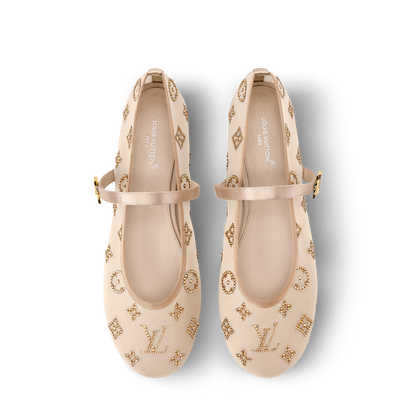 Women's Romy Flat Ballerina Mesh Rhinestone Monogram Ballet Pump 1AK3Q0