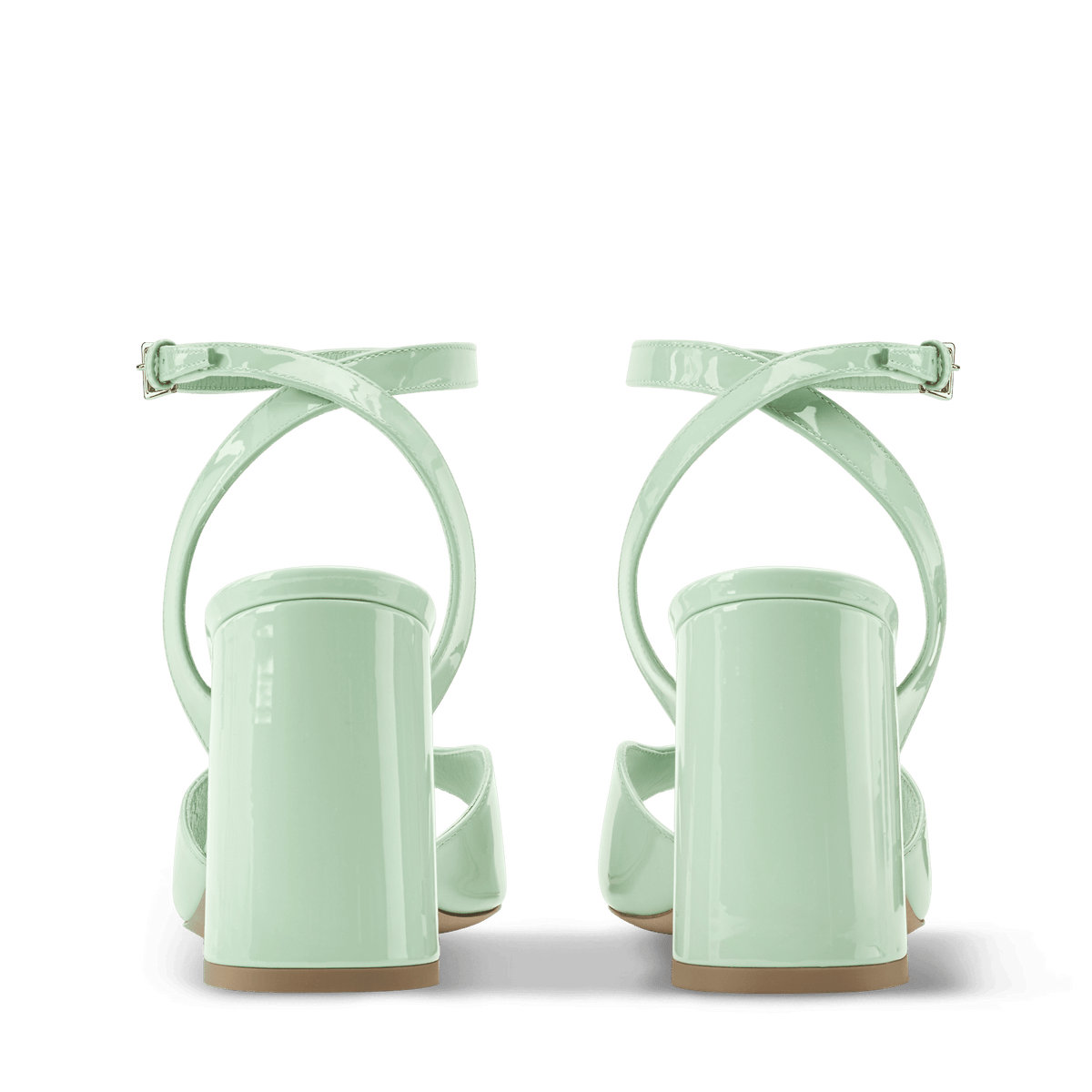 Women's Swing Open Back Water Green Patent Calf Leather Sandal 1AJKMH