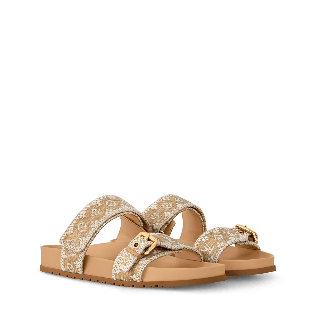 Women's Bom Dia Flat Comfort Mule Natural Monogram Raffia 1AHLUB