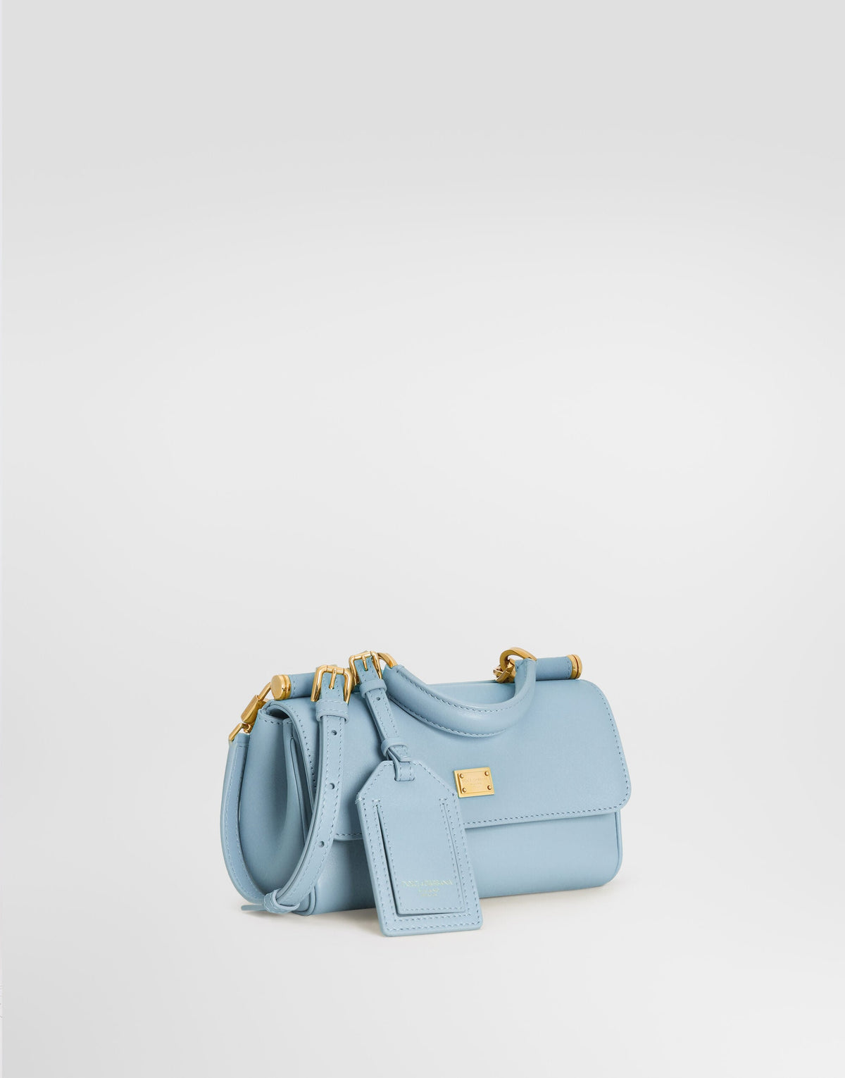 My Sicily Handbag Plongé Calfskin Leather Blue Brass-Toned Hardware