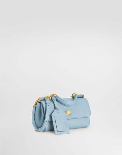 My Sicily Handbag Plongé Calfskin Leather Blue Brass-Toned Hardware