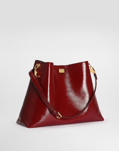 Large Vittoria Shoulder Bag Calfskin Red Vintage Brass Hardware