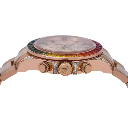 Men's Diamond Watch Day-Date Gold 40 mm Rose Gold Tone Dial