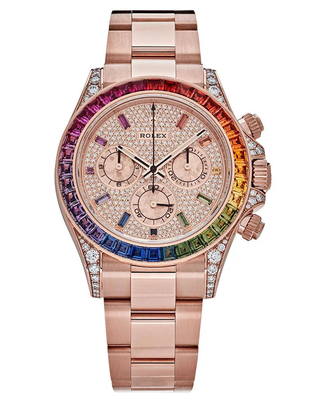 Men's Diamond Watch Day-Date Gold 40 mm Rose Gold Tone Dial