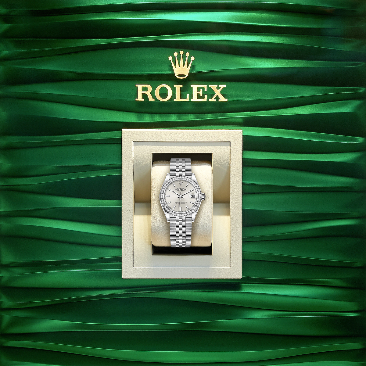 Datejust 31, Oystersteel, 18kt White Gold and diamonds, Ref# 278384RBR-0016