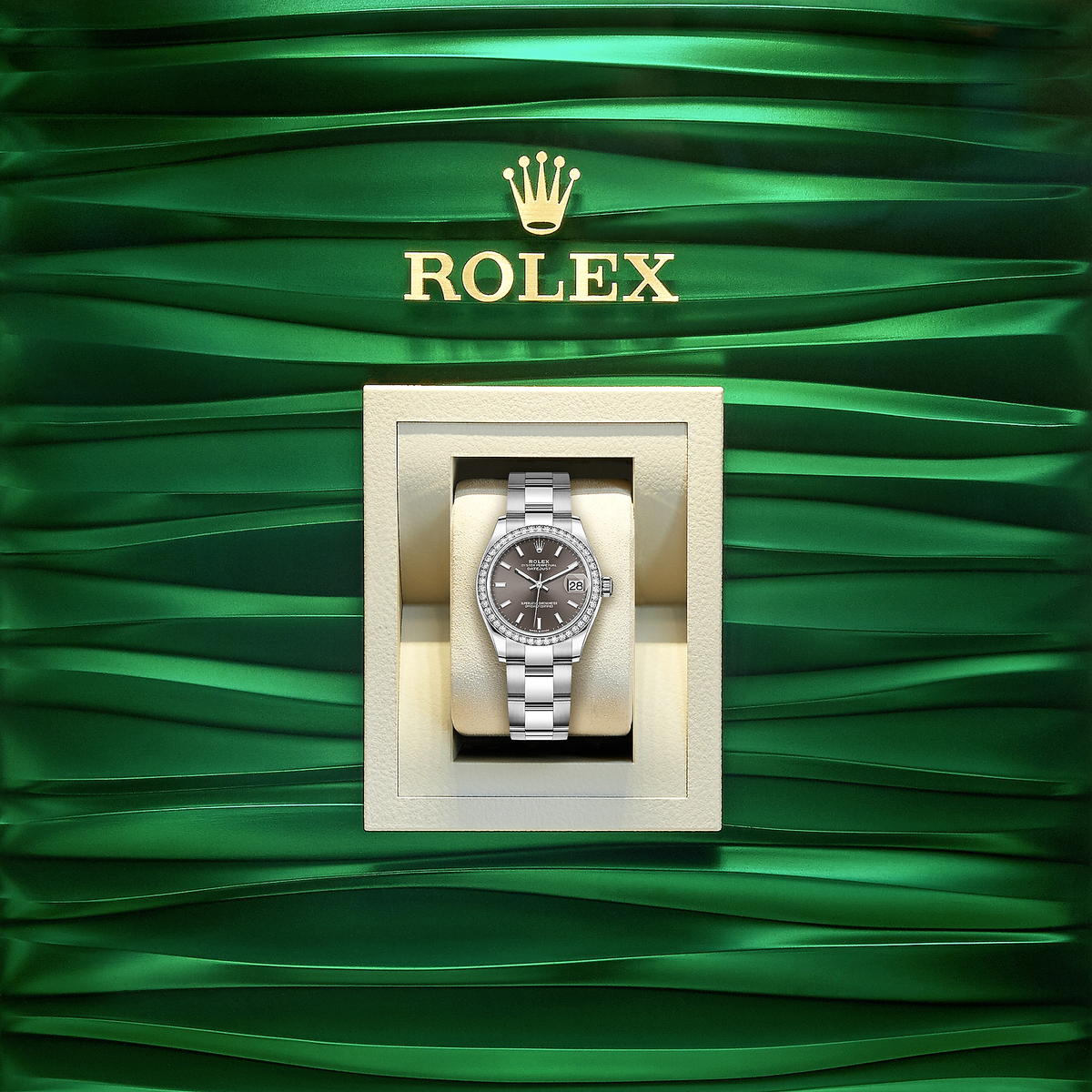 Datejust 31, Oystersteel, 18kt White Gold and diamonds, Ref# 278384RBR-0019