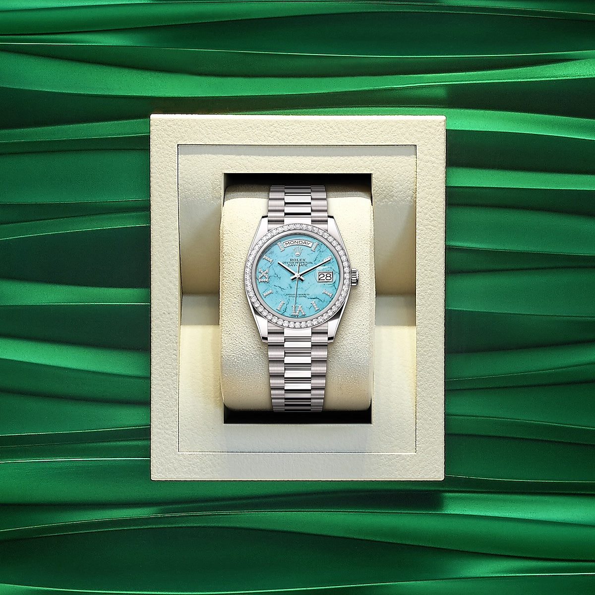 Day-Date 36, 18k White Gold with Diamond-set, 36mm, Ref# 128349rbr-0031