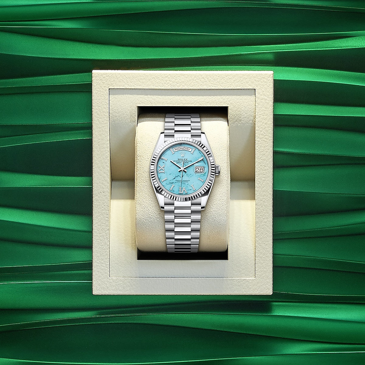 Day-Date 36, Platinum with Diamond-set, 36mm, Ref# 128236-0011