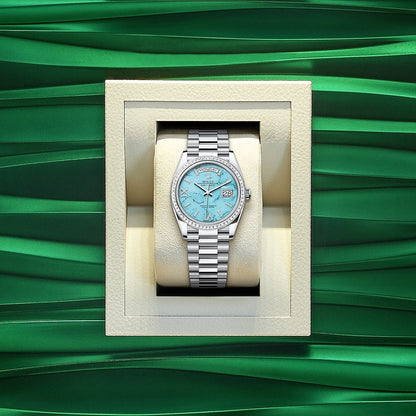 Day-Date 36, Platinum with Diamond-set, 36mm, Ref# 128396tbr-0016