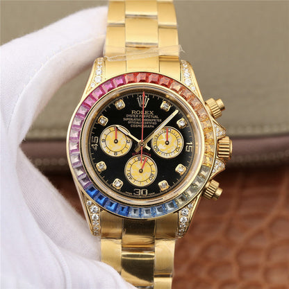 Daytona Rainbow Diamond Silver Stainless Steel 40 mm, diamond