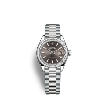 Lady-Datejust 28mm, 18k White Gold, Ref# 279139rbr-0009