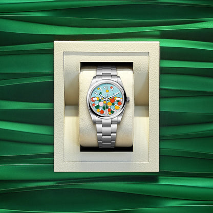 Oyster Perpetual 31, Turquoise blue, Celebration motif, Oystersteel, 31mm, Ref# 277200-0010