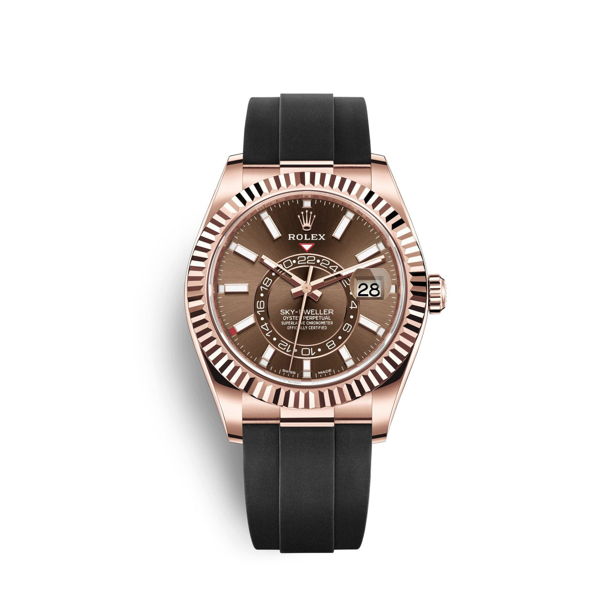 Sky-Dweller 42mm, 18k Everose Gold, Oysterflex, Ref# 326235-0005