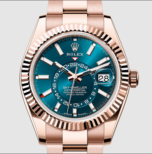 Sky-Dweller Everose Gold Blue-Green Turquoise Men's Watch