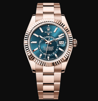 Sky-Dweller Everose Gold Blue-Green Turquoise Men's Watch