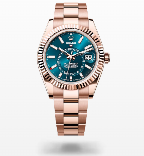 Sky-Dweller Everose Gold Blue-Green Turquoise Men's Watch