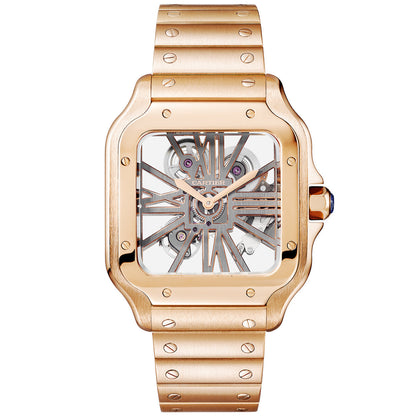 Santos de Cartier Large 18ct Rose Gold Men’s Skeleton Dial Watch