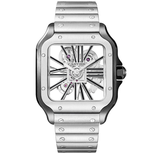 Santos de CT Large Skeleton Steel & Black ADLC Watch