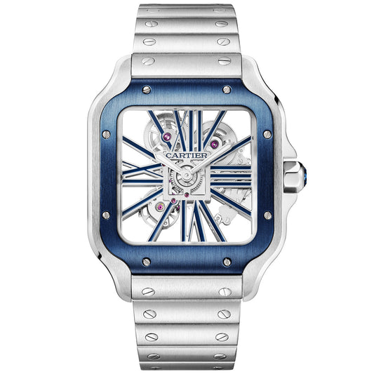 Santos de CT Large Skeleton/Blue Dial Men’s Watch
