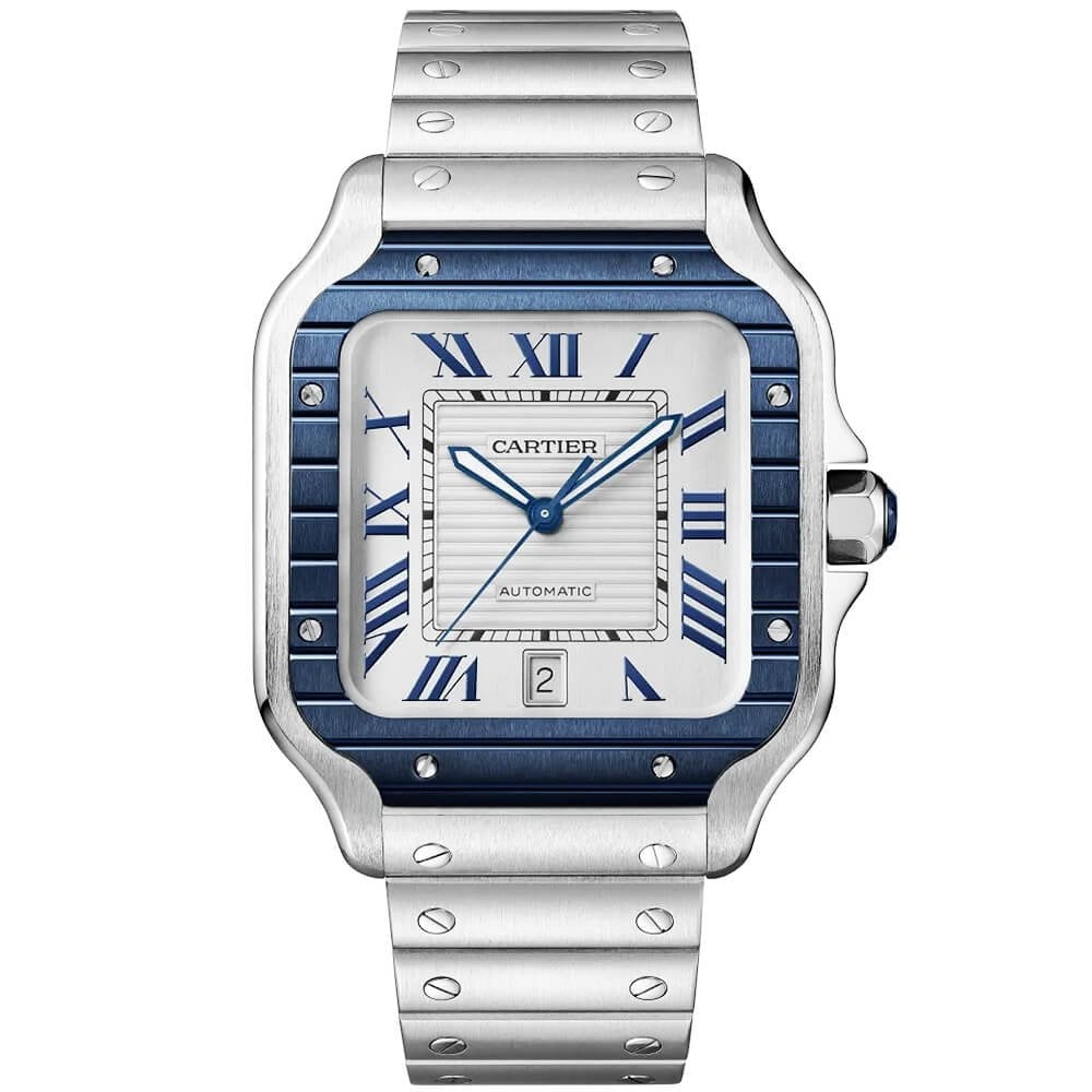 Santos de Cartier Large Steel & Silver/Blue Dial Men’s Automatic Watch