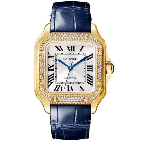 Santos de CT Medium Diamond Set Automatic 18ct Yellow Gold Watch