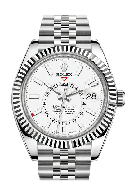Sky Dweller White Dial 18K White Gold Bezel Steel Jubilee Men’s Watch 326934