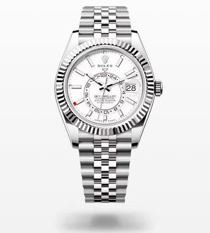 Sky Dweller White Dial 18K White Gold Bezel Steel Jubilee Men’s Watch 326934